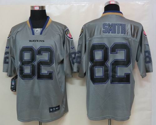 NEW Nike Baltimore Ravens 82 Smith Lights Out Grey Elite Jerseys