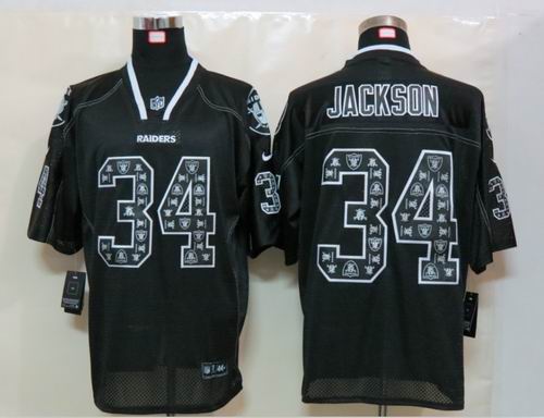 NEW Nike Okaland Raiders 34 Jackson Lights Out Black Elite Jerseys