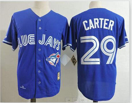 Toronto Blue Jays 29 Joe Carter  Blue Throwback Baseball Jersey