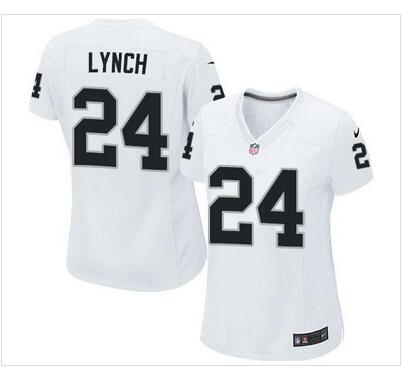 Nike Raiders #24 Marshawn Lynch White Women's Stitched NFL Elite Jersey