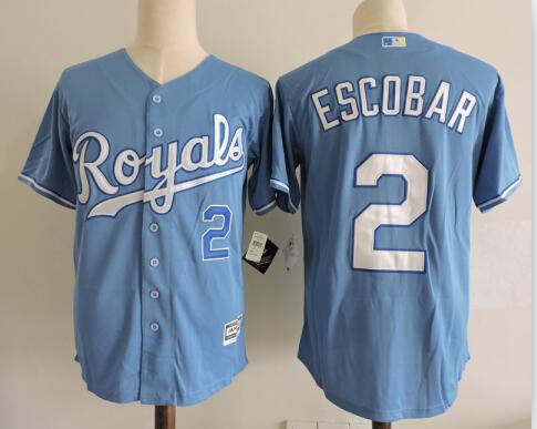 Men's Kansas City Royals Alcides Escobar Majestic Blue Baseball Jersey