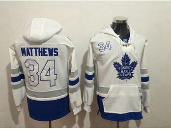 Maple Leafs 34 Auston Matthews White All Stitched Hooded Sweatshirt