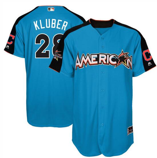 Men's American League Corey Kluber Majestic Blue 2017 MLB All-Star Game Home Run Derby Player Jersey