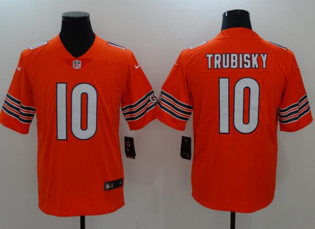 Men's Chicago Bears Mitchell Trubisky Nike Navy 2017 Draft Pick Orange Jersey