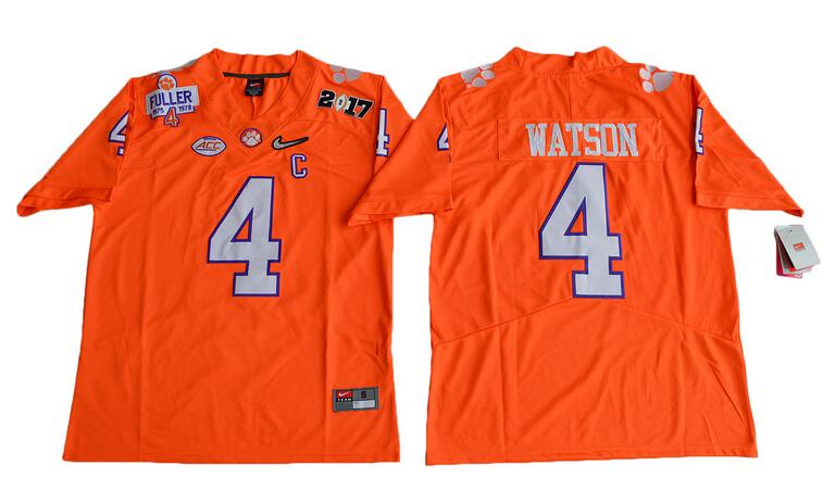 2017 Clemson Tigers 4 Deshaun Watson Orange men NCAA college Football Jerseys