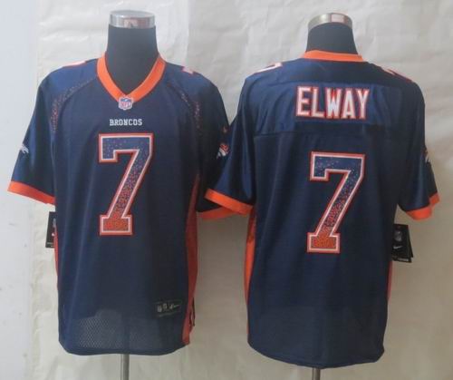 2013 Nike Denver Broncos 7 Elway Drift Fashion Blue Elite Jerseys