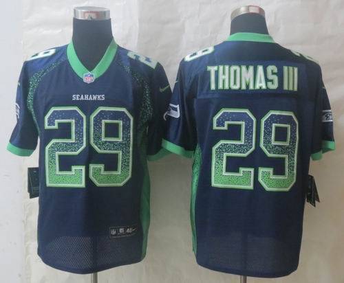 2013 Nike Seattle Seahawks 29 Thomas III Drift Fashion Blue Elite Jerseys