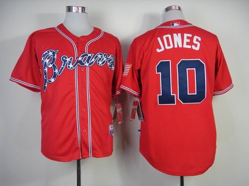 2014 Atlanta Braves 10 Chipper Jones Red mlb jerseys