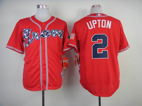 2014 Atlanta Braves 2 B.J. Upton Red men baseball mlb Jerseys