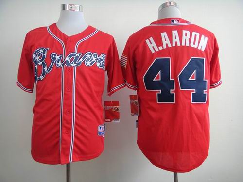 2014 Atlanta Braves 44 Hank Aaron throwback red men baseball mlb jerseys