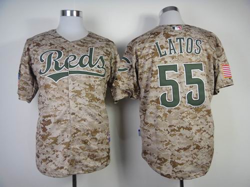 2014 Cincinnati Reds 55 Mat Latos camo men baseball mlb Jerseys