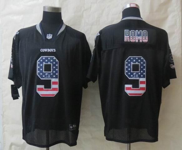 2014 New Nike Dallas cowboys 9 Romo USA Flag Fashion Black Elite Jerseys