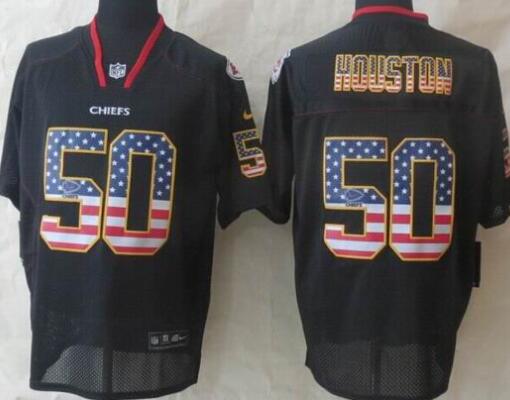 2014 New Nike Kansas City Chiefs 50 Houston USA Flag Fashion Black Elite Jerseys