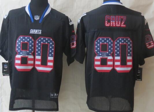 2014 New Nike New York Giants 80 Cruz USA Flag Fashion Black Elite Jerseys