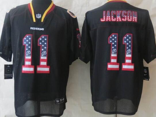 2014 New Nike Washington Red Skins 11 Jackson USA Flag Fashion Black Elite Jerseys