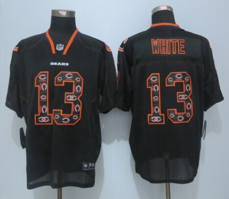 2014 Nike Chicago Bears 13 White Lights Out Black Elite Jerseys