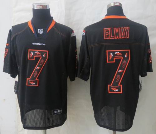 2014 Nike Denver Broncos 7 Elway Lights Out Black Elite Jerseys