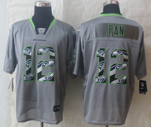 2014 Nike Seattle Seahawks 12 Fan Lights Out Grey Stitched Elite Jerseys