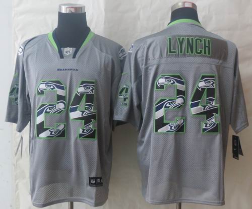 2014 Nike Seattle Seahawks 24 Lynch Lights Out Grey Stitched Elite Jerseys