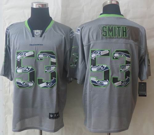 2014 Nike Seattle Seahawks 53 Smith Lights Out Grey Stitched Elite Jerseys