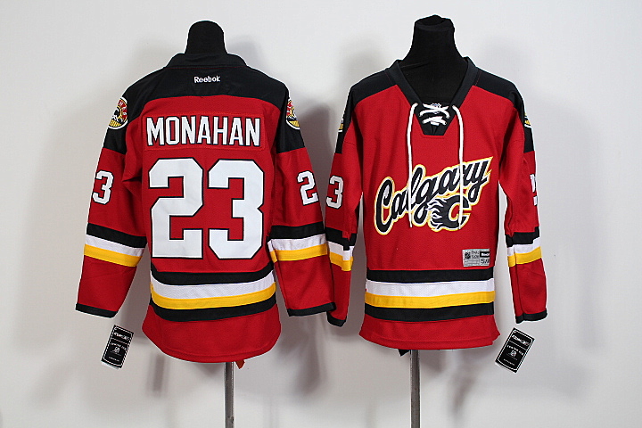 2015 Calgary Flames #23 Sean Monahan red kid nhl Hockey jersey