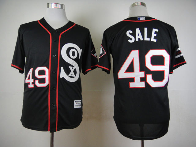 2015 Chicago White Sox 49 Chris Sale black men baseball mlb Jersey