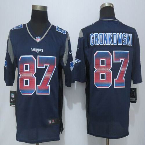 2015 New Nike New England Patriots 87 Gronkowski Navy Blue Strobe Limited Jersey