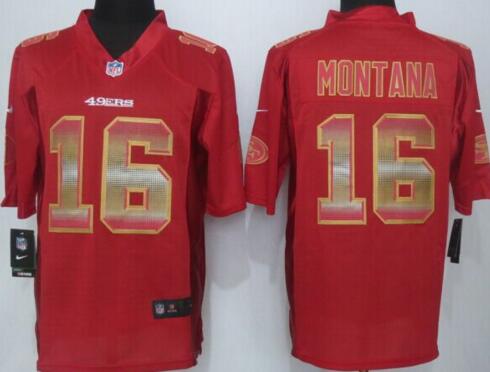 2015 New Nike San Francisco 49ers 16 Montana Red Strobe Limited Jersey