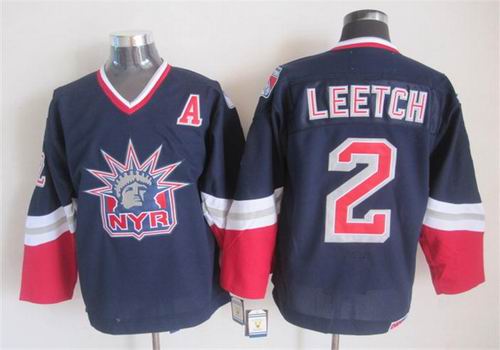 2015 New York Rangers 2 Brian Leetch Blue nhl ice hockey  jerseys