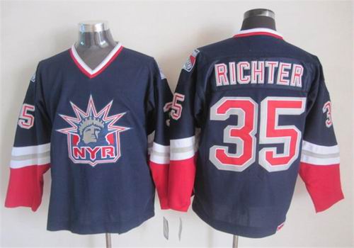 2015 New York Rangers 35 Mike Richter Blue nhl ice hockey  jerseys