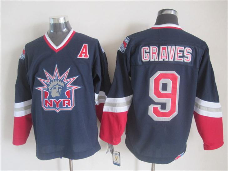 2015 New York Rangers 9 Adam Graves blue nhl ice hockey  jerseys