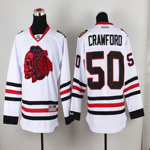 2015 Reebok Chicago Blackhawks Corey Crawford 50 white Ice hockey Jersey