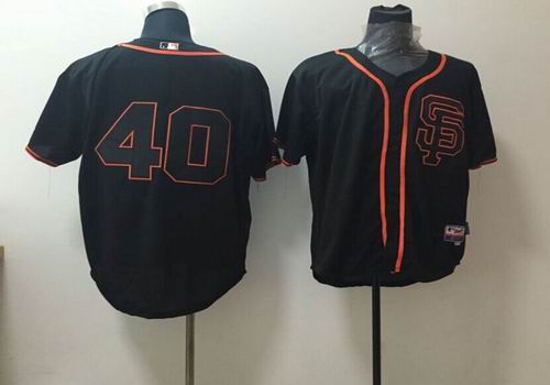 2015 San Francisco Giants 40 Bumgarner Black baseball jersey