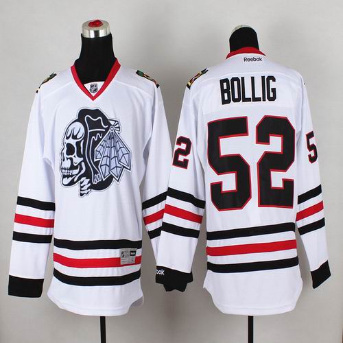 2015 reebok Chicago Blackhawks 52 Brandon Bollig White ice hockey Jersey