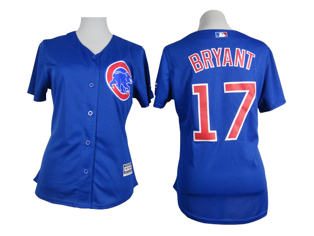 2015 women Chicago Cubs Kris Bryant #17 throwback blue baseball Jersey