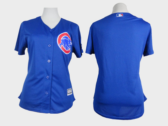 2015 women Chicago Cubs blank blue throwback mlb baseball jersey