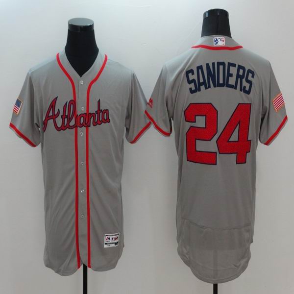 2016 Atlanta Braves 24 Deion Sanders Grey Flexbase Authentic Collection men baseball mlb Jersey