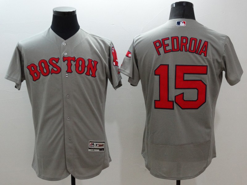 2016 Boston Red Sox Dustin Pedroia 15 gray elite men baseball mlb  jersey