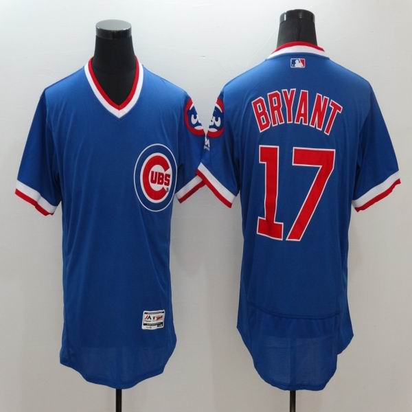 2016 Chicago Cubs 17 Kris Bryant blue throwback  Flexbase Authentic Collection men baseball mlb Jersey