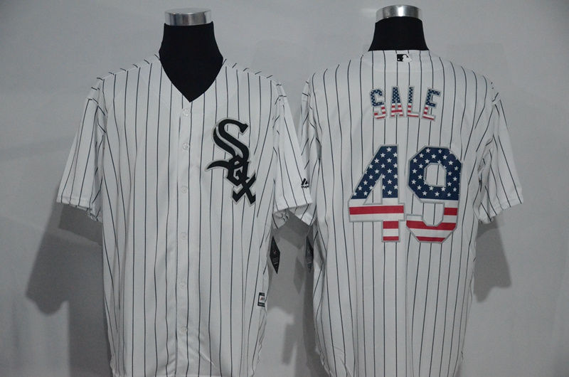 2016 Chicago White Sox 49 Chris Sale white USA flag men baseball mlb Jersey