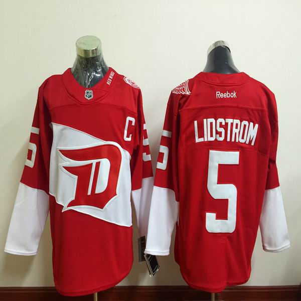 2016 Detroit Red Wings 5 Nicklas Lidstrom Red men ice hockey nhl jerseys C patch