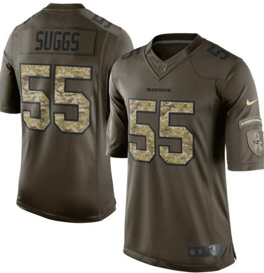 2016 Men Baltimore Ravens 55 Terrell Suggs Nike Green Salute To Service Limited Jerseys