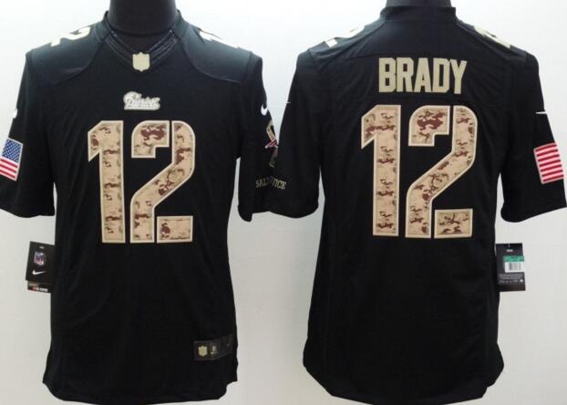 2016 New England Patriots 12 Tom Brady Nike black men usa flag nfl football Limited Jersey