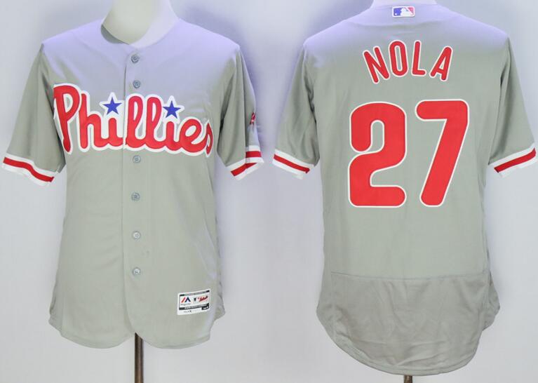 2016 Philadelphia Phillies 27 Aaron Nola white grey Flexbase Authentic Collection Jersey