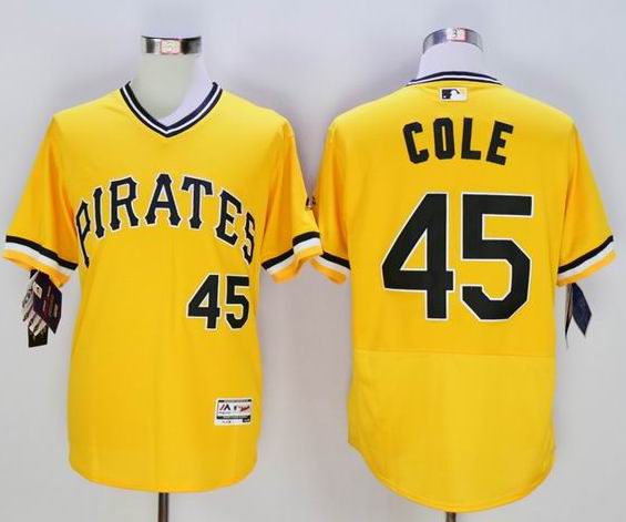 2016 Pittsburgh Pirates 45 Gerrit Cole yellow Flexbase Authentic Collection Jersey