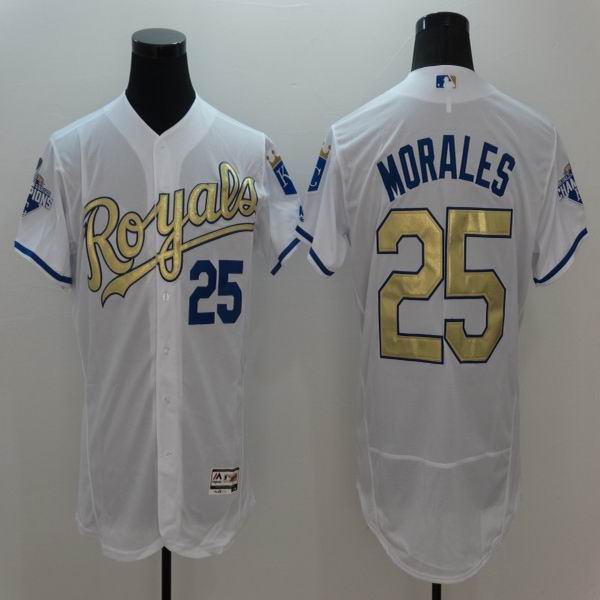 2016 Royals #25 Morales Majestic White World Series Champions Gold Program Cool Base baseball mlb jerseys