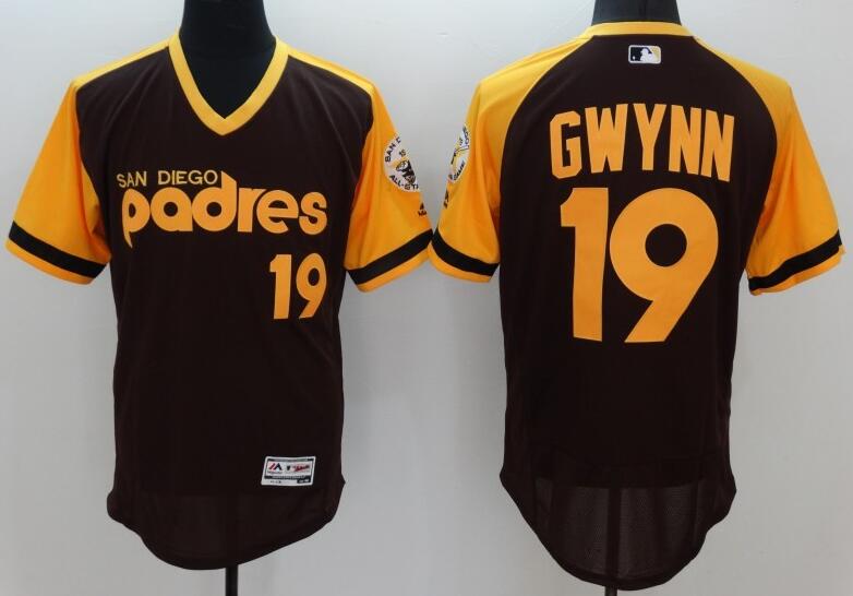 2016 San Diego Padres 19 Tony Gwynn Coffee yellow Flexbase Authentic Collection Jersey