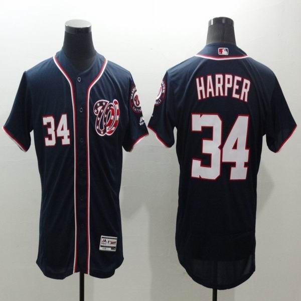 2016 Washington Nationals 34 Bryce Harper dark blue Flexbase Authentic Collection men mlb baseball Jersey