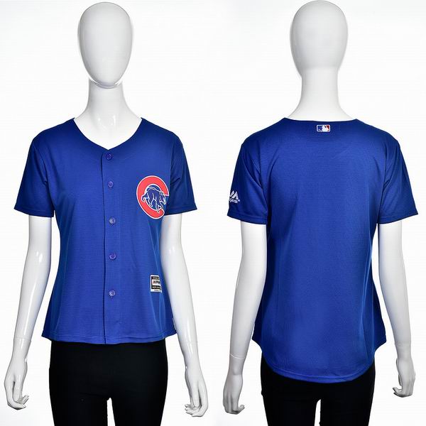 2016 women Chicago Cubs Blank Blue majestic baseball jersey