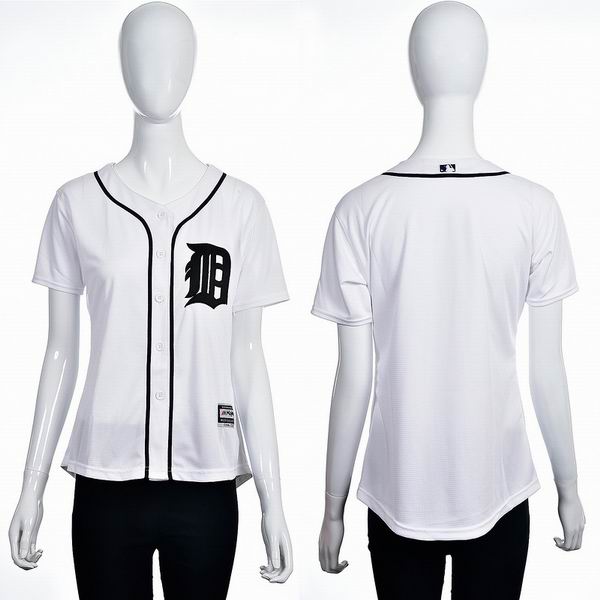 2016 women Detroit Tigers blank white majestic baseball jersey